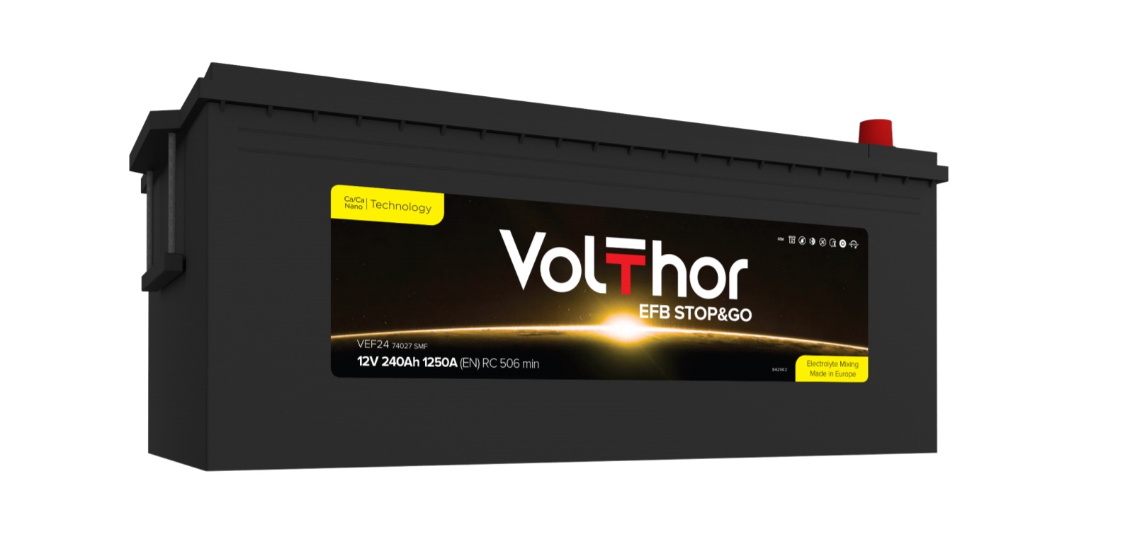 Акумулятор вантажний VOLTHOR 6СТ-240(3) (1250А) EFB STOP&GO TRUCK 12B, 240Ah, 1250A, плюс зліва (L+) EFB TRUCK 514X273X240 мм